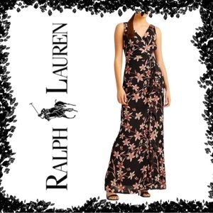 $240 NWT Ralph Lauren | Black Embellished Floral Sleeveless Maxi Dress | Size 2